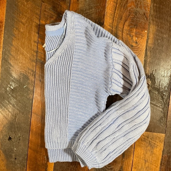 Free People Cropped V-Neck Sweater Light Blue Balloon Sleeve Women’s Small - Picture 6 of 7